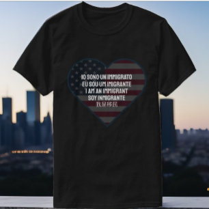 Global Tapestry: I am an immigrant with heart flag T-Shirt