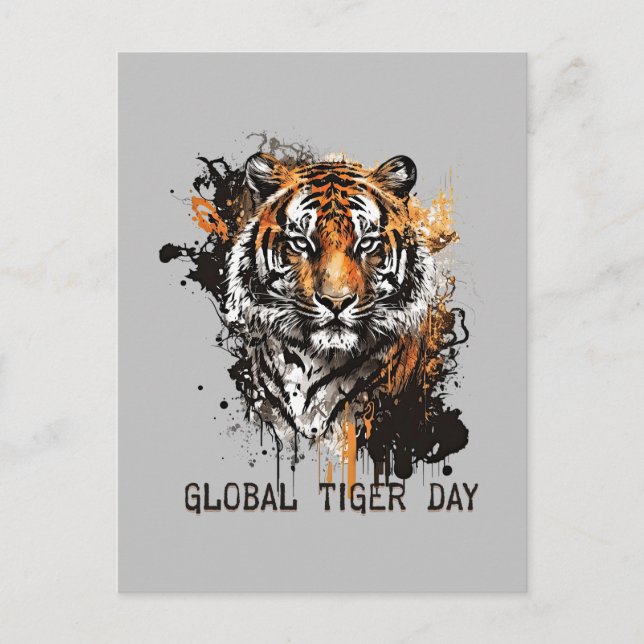 Global Tiger Day, grunge tiger Postcard (Front)