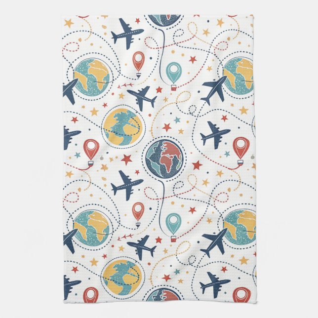 Global Travel Aviation Pattern (1) Kitchen Towel (Vertical)