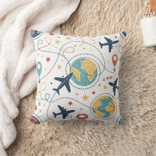 Global Travel Aviation Pattern (1) Throw Pillow
