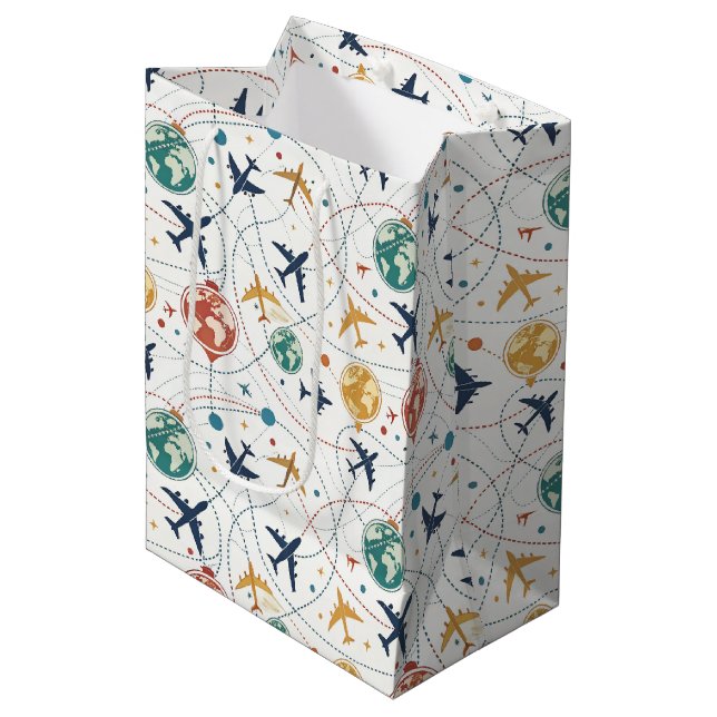Global Travel Aviation Pattern (2) Medium Gift Bag (Front Angled)