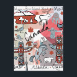 Global Travel - Canada Postcard<br><div class="desc">Global Travel VII by Farida Zaman. Image detailing various Canadian symbols,  landmarks,  and elements. The image also includes the provinces of Canada.| SID23322</div>
