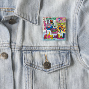 Global Travel - Hong Kong 2 Inch Square Button