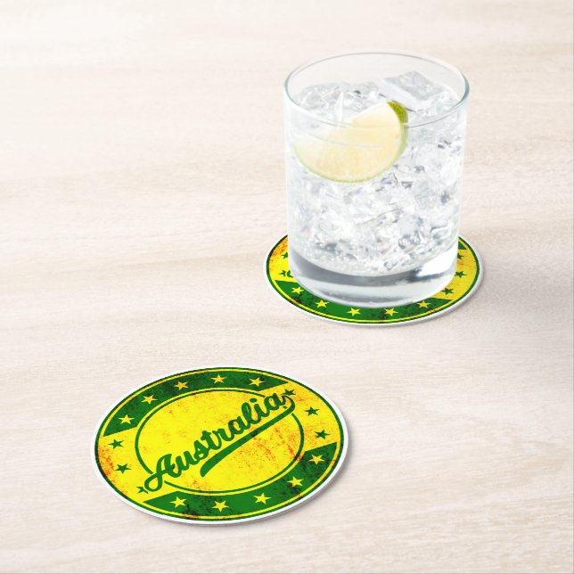 Global Traveller - Australia Round Paper Coaster (Insitu)