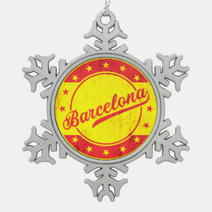 Global Traveller - Barcelona, Spain Snowflake Pewter Christmas Ornament