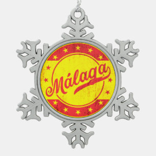 Global Traveller - Malaga, Spain Snowflake Pewter Christmas Ornament