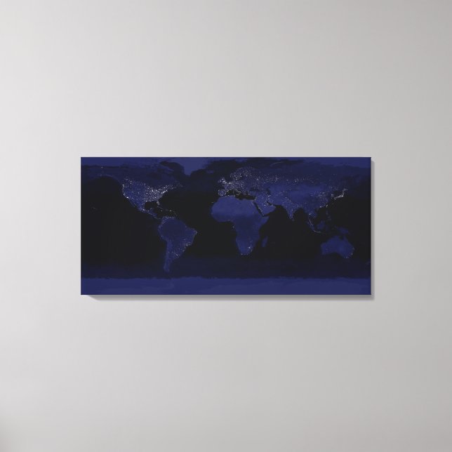 Global View of Earth's City Lights Canvas Print (Front)