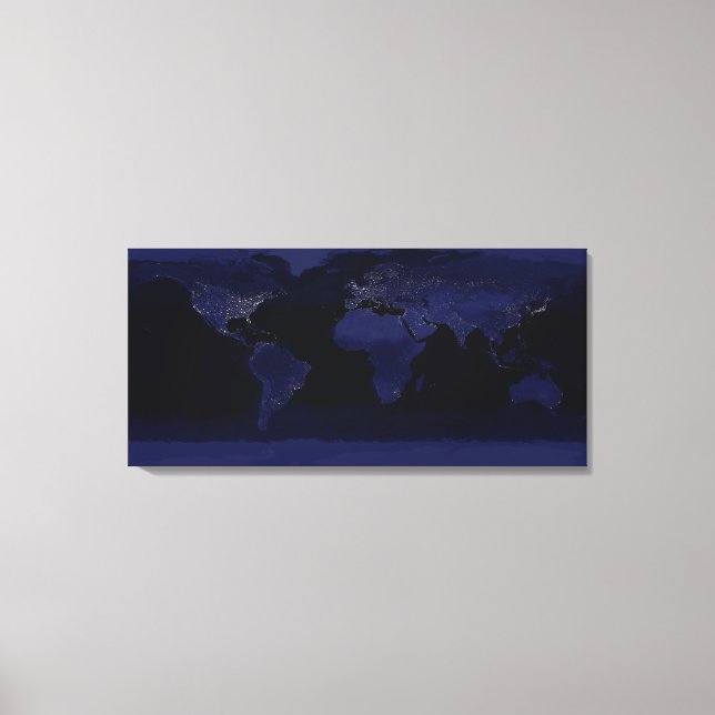 Global View of Earth's City Lights Canvas Print (Front)