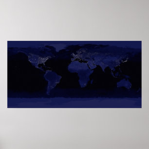 Global View of Earth's City Lights Poster