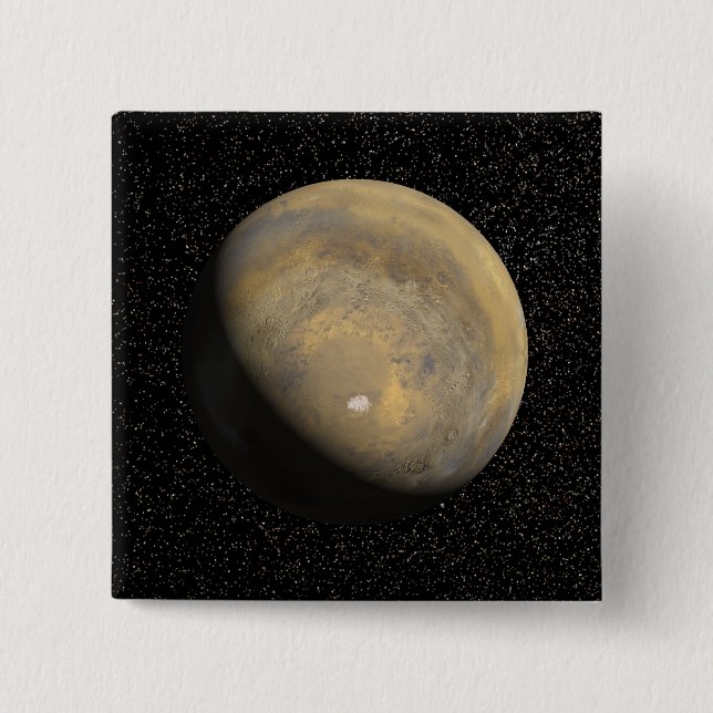 Global view of Mars 2 Inch Square Button (Front)