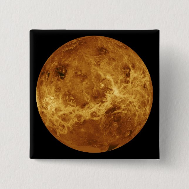 Global view of the surface of Venus 2 Inch Square Button (Front)