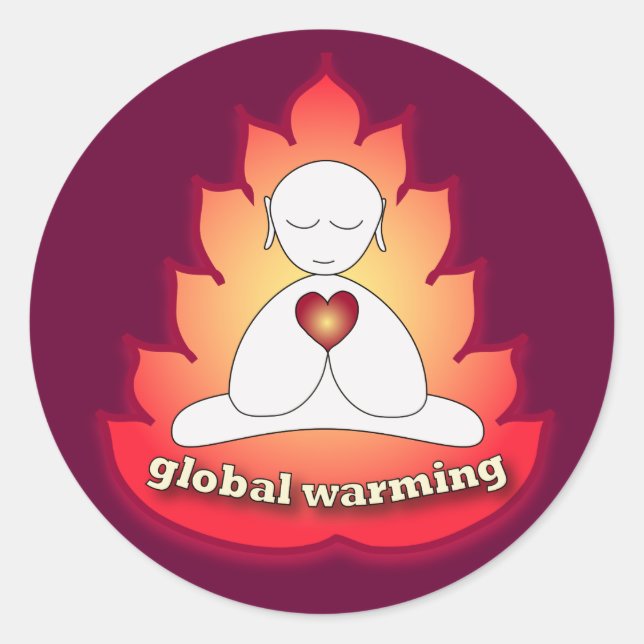 global warming classic round sticker (Front)
