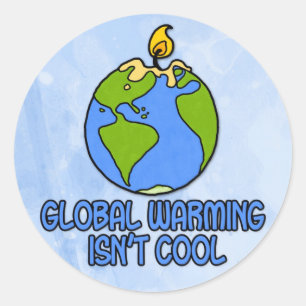 global warming classic round sticker