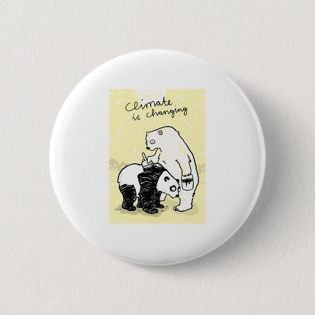 Global warming climate is changing bears 2 inch round button (Front)