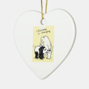 Global warming climate is changing bears ceramic ornament