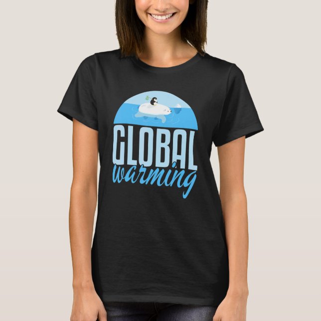 Global Warming Pinguin Meets Polar Bear Climate Ac T-Shirt (Front)