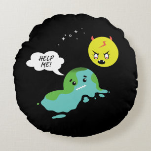 Global Warming Round Pillow