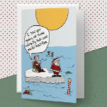 Global Warming Santas Climate Change Christmas Holiday Card<br><div class="desc">**Global Warming Santas Climate Change Christmas Holiday Card** The front of this climate change themed comedic folded Christmas greeting card depicts Santa & Mrs. Claus stranded alone on one of the last remnants of the melted northern polar ice cap, where their home (and Santa's workshop) once stood. Santa is staring...</div>