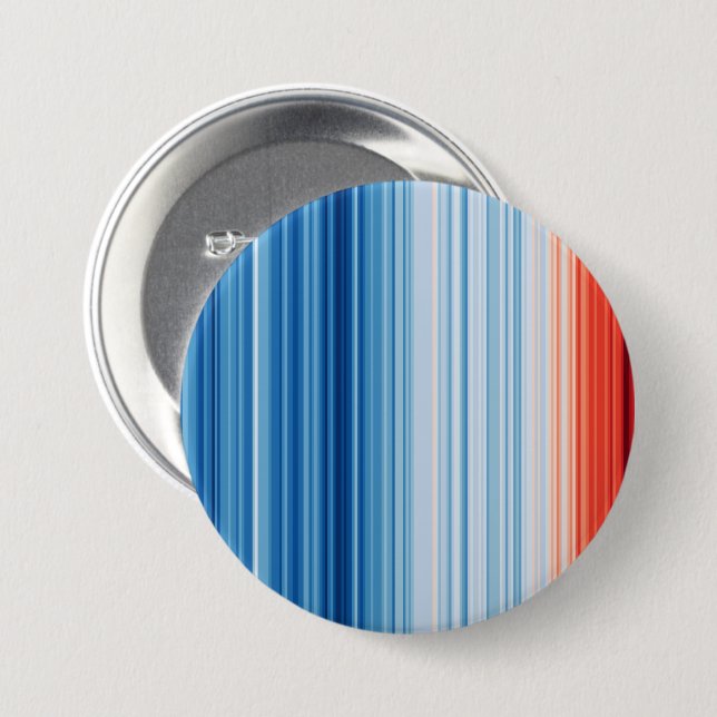 Global Warming Stripes Earth Climate Change 3 Inch Round Button (Front & Back)
