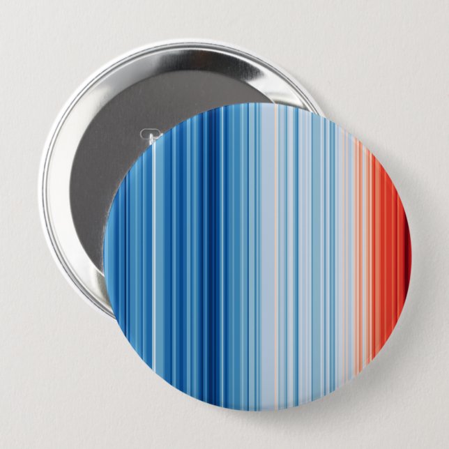 Global Warming Stripes Earth Climate Change 4 Inch Round Button (Front & Back)