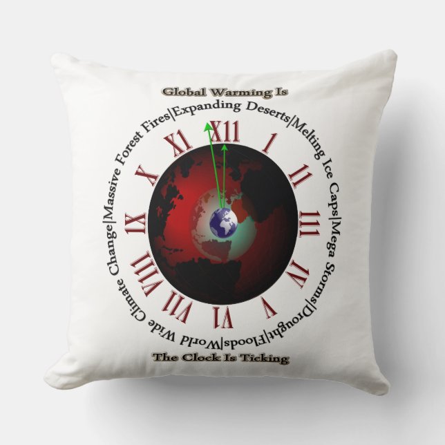 Global Warming - Time Is Running Out Throw Pillow (Front)