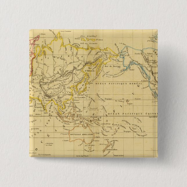 Globe 2 Inch Square Button (Front)