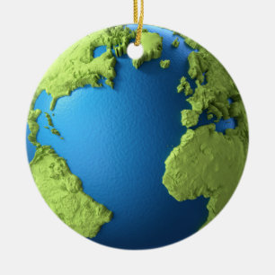 Globe 3d Render Isolated On White Background Ceramic Ornament