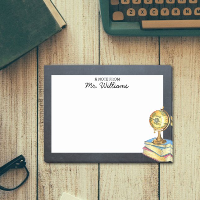 Globe and Chalkboard Personalized Teacher Post-it Notes (Creator Uploaded)
