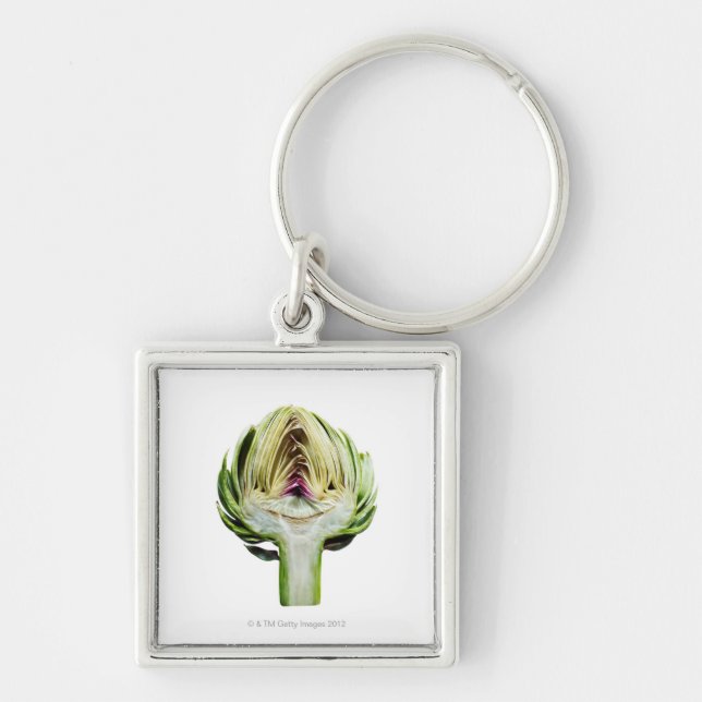 Globe artichoke half cut out keychain (Front)