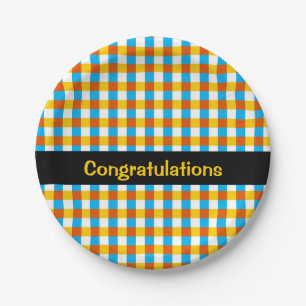 Globe Check Congratulations round Paper Plate