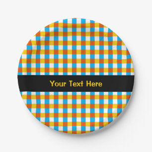 Globe Check Text round Paper Plate