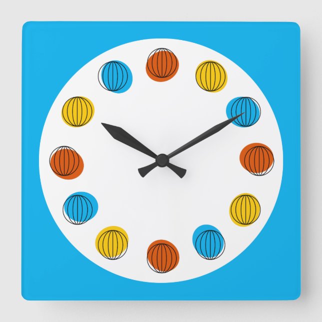 Globe clock blue square (Front)