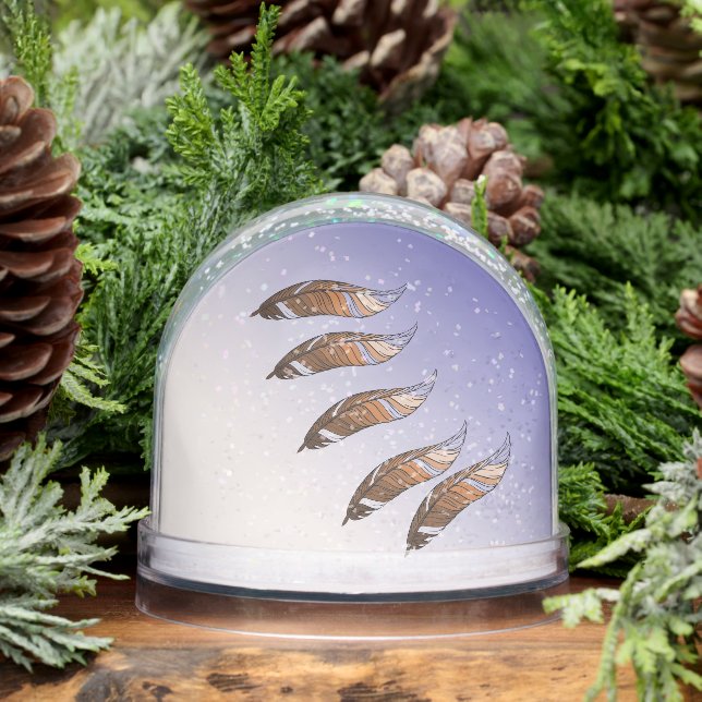 Globe de neige - Plumes Brown flottantes (Hiver)