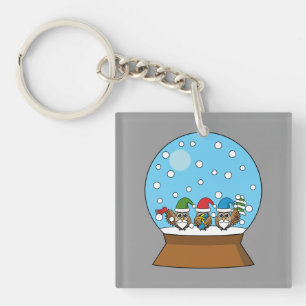 Globe des neiges avec trois Chouettes Gnomes