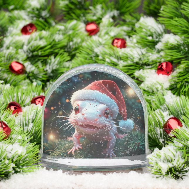 Globe des neiges de Noël du mignon Axolotl à Santa (Noël)
