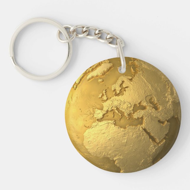 Globe d'or - la terre en métal. L'Europe, 3d (Devant)