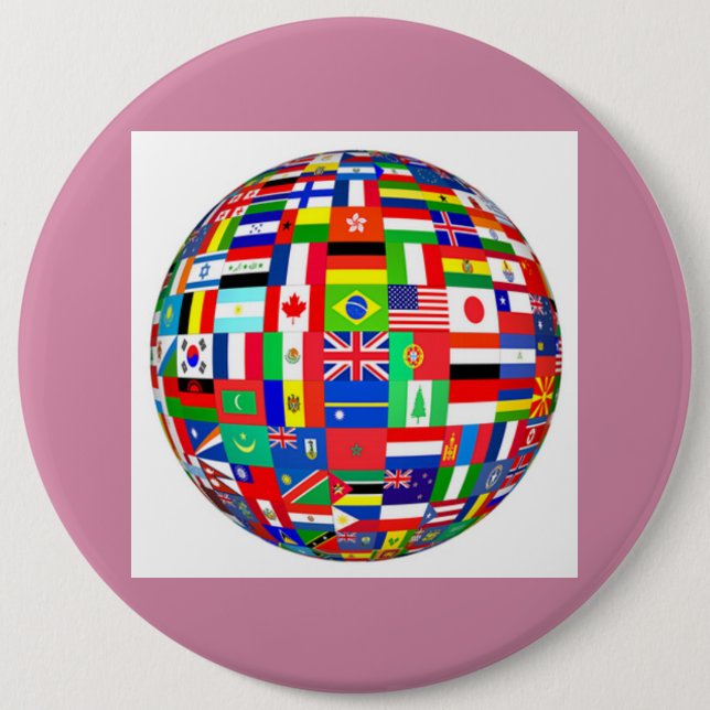 globe flags 6 inch round button (Front)