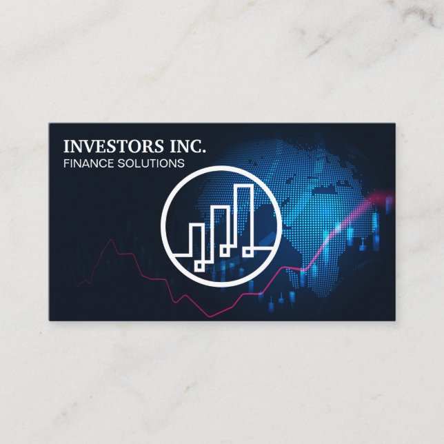 Globe | Growth Graph Logo  Business Card (Front)