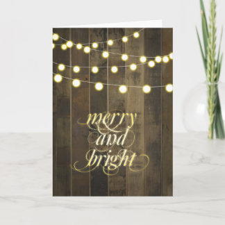 Globe Hanging String Lights Merry and Bright Holiday Card