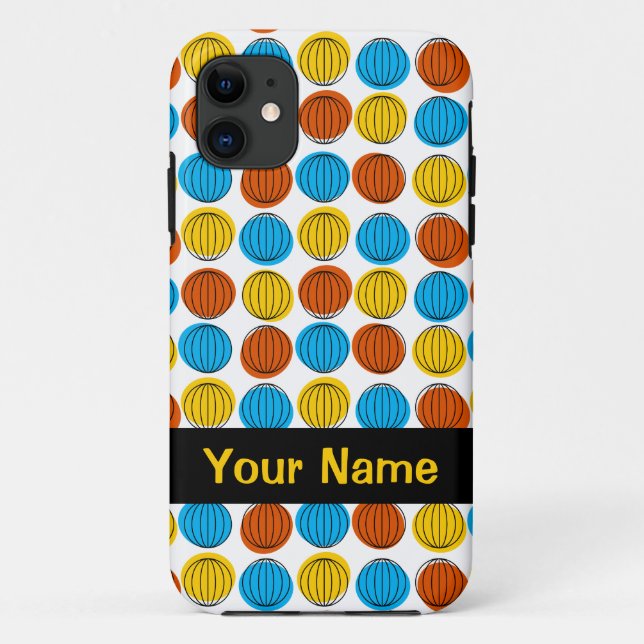 Globe iPhone 'Name' yellow iPhone case (Back)