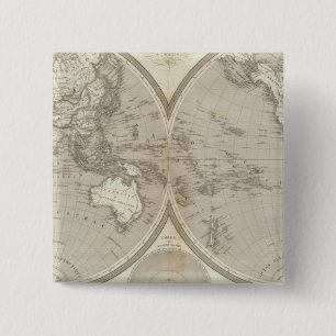 Globe map 2 inch square button