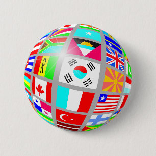 Globe of Flags 2 Inch Round Button