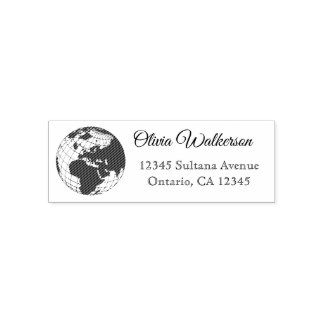 Globe Planet Earth Address Return Logo Self-inking Stamp