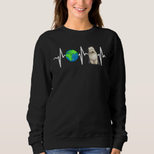 Globe Planet Earth Old English Sheepdog Heartbeat Sweatshirt