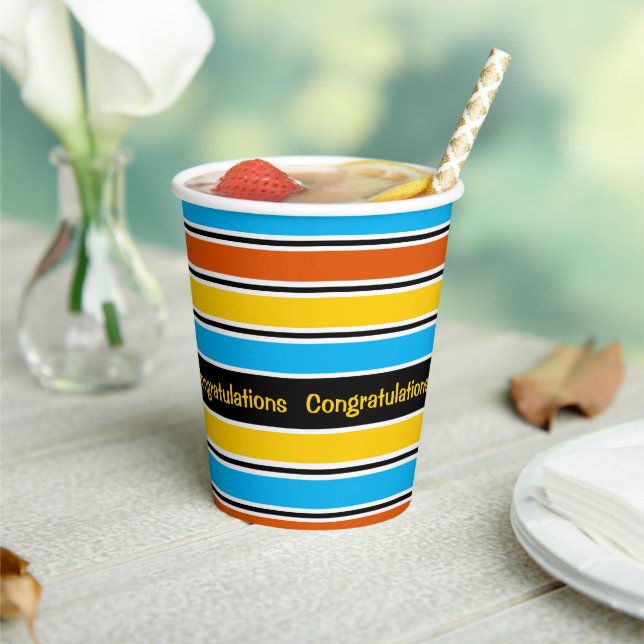 Globe Stripe Classic Congratulations paper cup (Insitu)