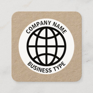 Globe Symbol - Kraft Square Business Card