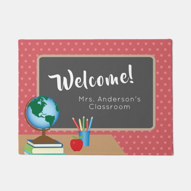 Globe | Teacher Classroom Welcome Doormat (Front)