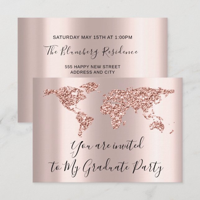 Globe terrestre Carte du monde Diplômé Nous déména (Devant / Derrière)