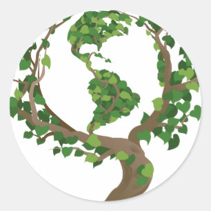globe tree classic round sticker