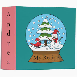 Globe w Cardinal Snowman & Pine Tree Personalize Binder